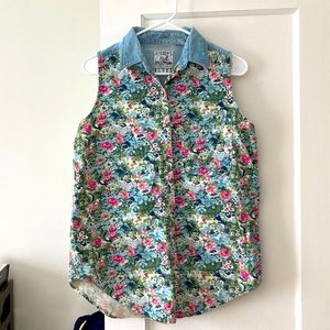 Vintage 90s Sleeveless Floral Top